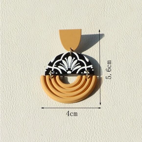 Floral Pattern Round Drop Earrings fall vibes autumn colors harvest - Picture 2 of 8